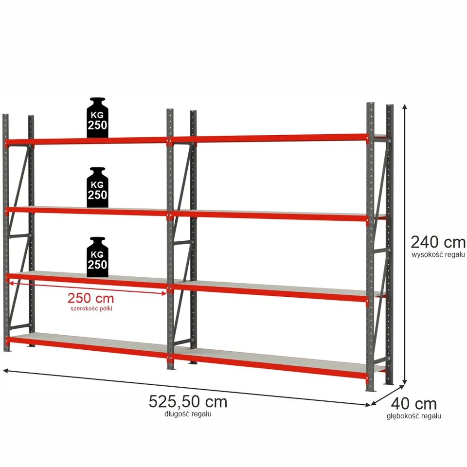 Mega-M Fortis H-240 L-525,5 G-40 scaffale 8 ripiani