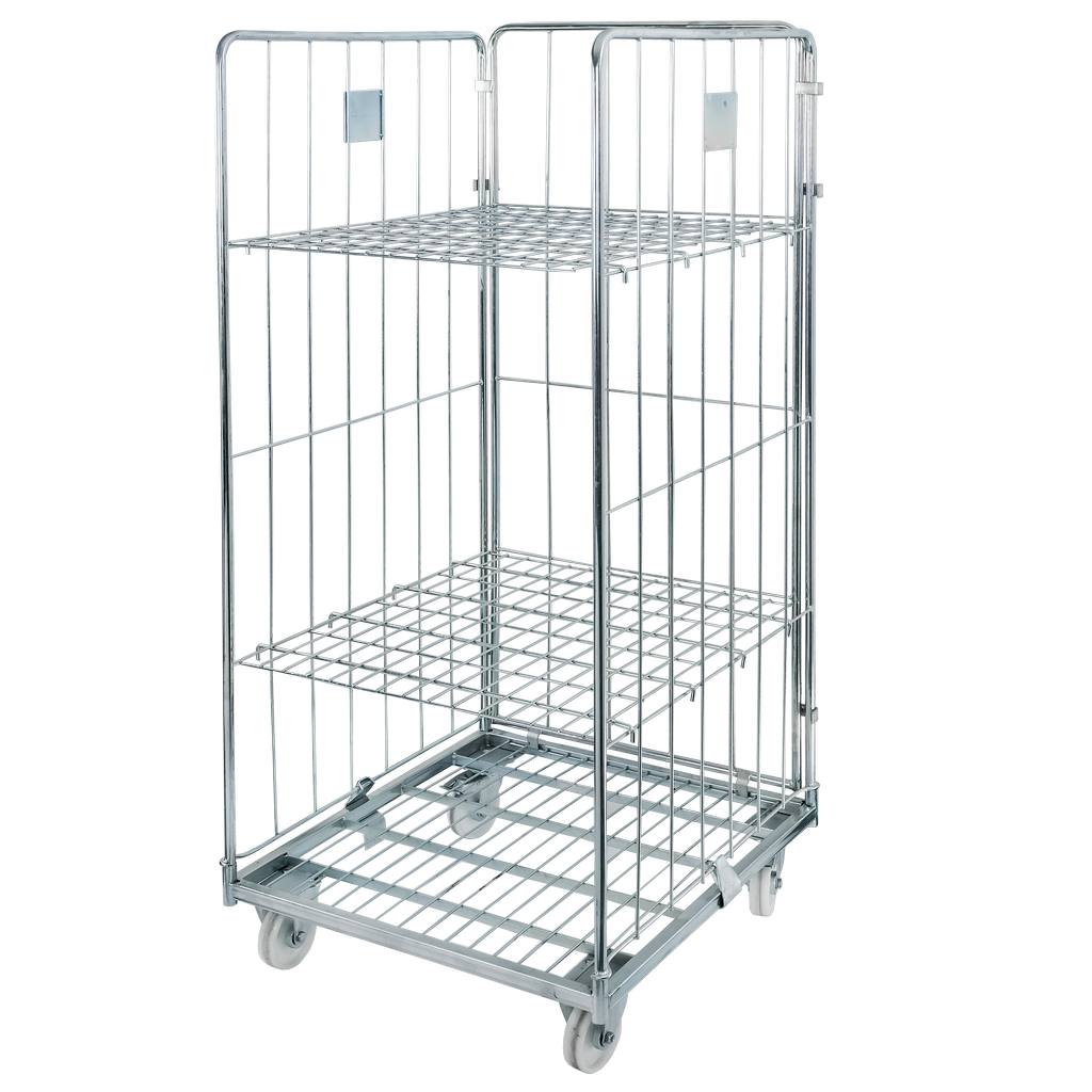 Mega-M Universal roll container zincato 3 sponde 2 ripiani