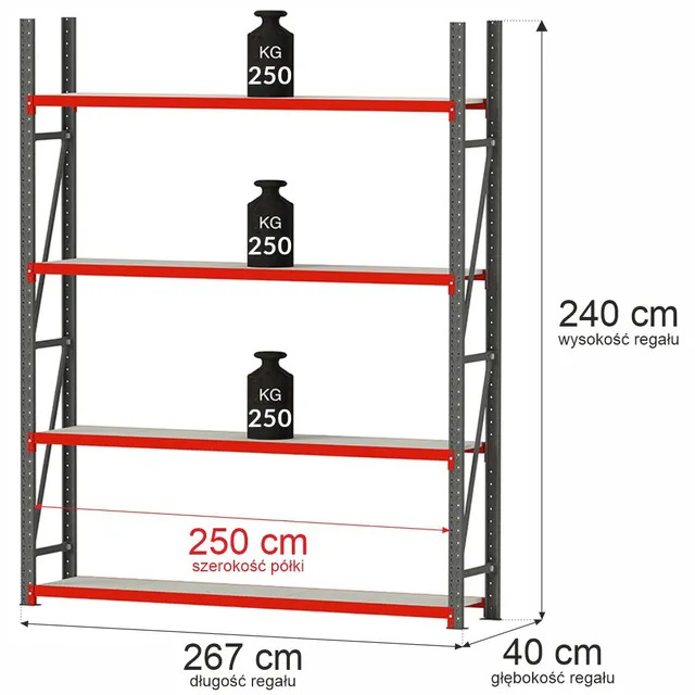 Mega-M Fortis H-240 L-267 scaffale magazzino 4 ripiani base