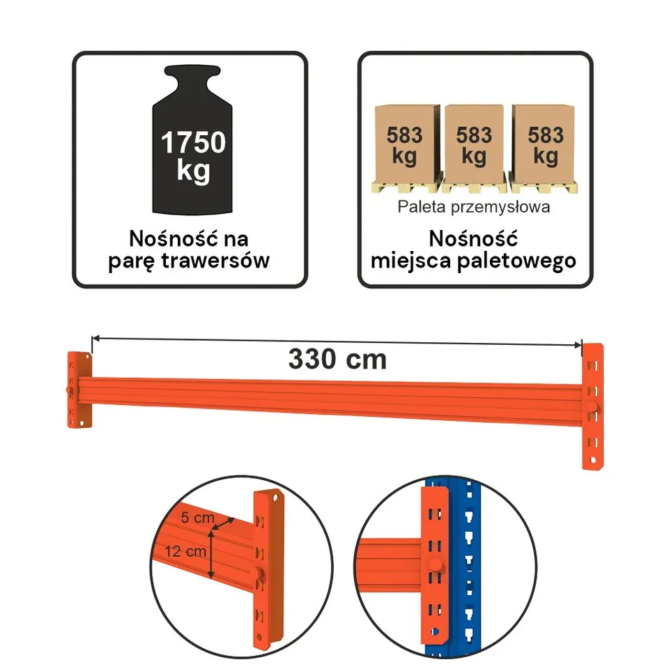 Mecalux TBS120 L-330 traverso portapallet arancione 1750 kg