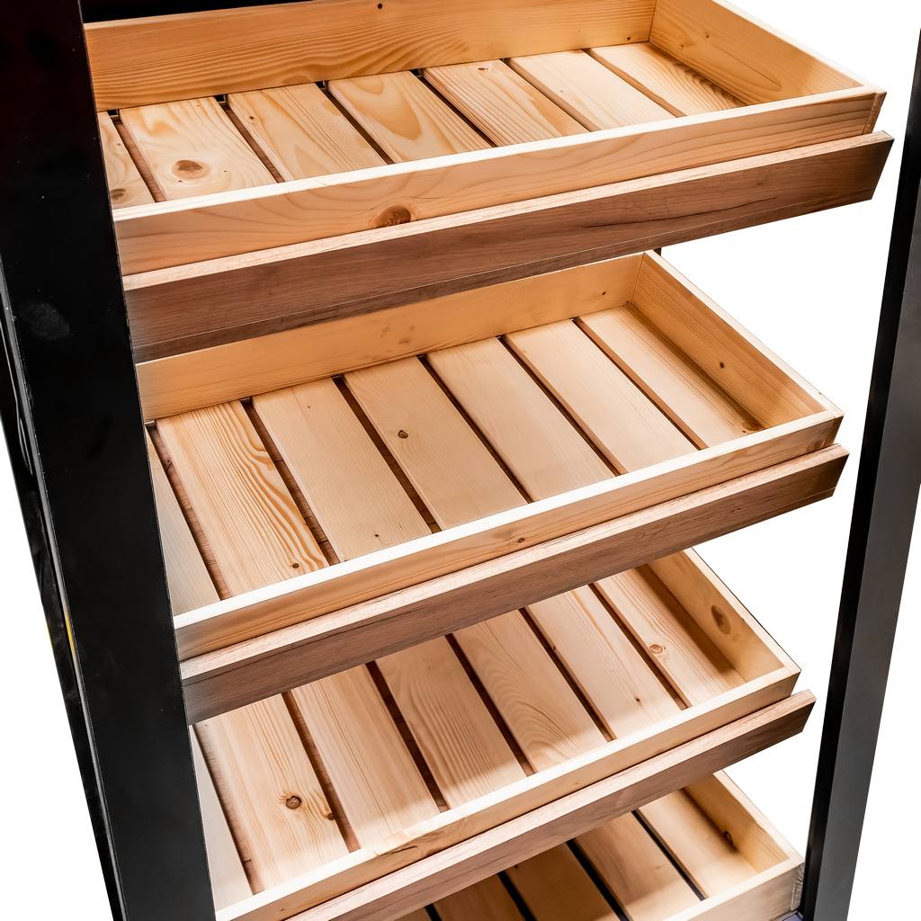 Mega-M Espositore vino H205x86,5 cm nero rovere LED