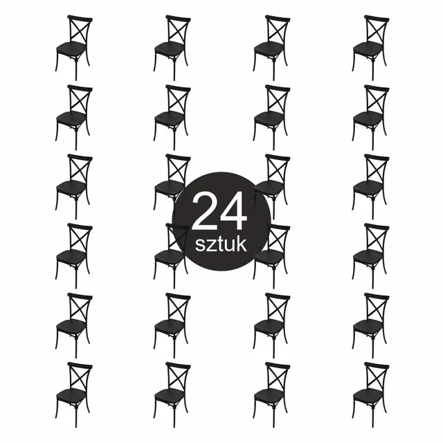 Furvero Boho PP sedia banchetti nera set 24 pezzi