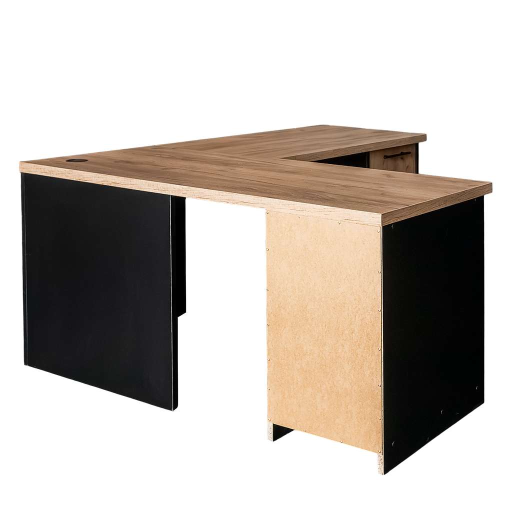 Mega-M L-160 scrivania angolare rovere kraft nero con cassetti