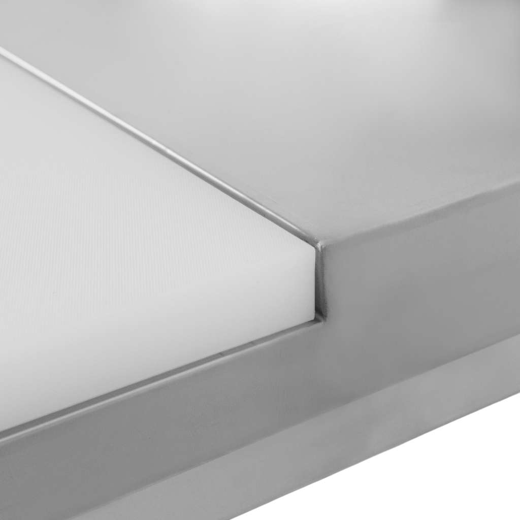 Mega-M Tavolo Inox 120x60x85 cm con Tagliere e Ripiano