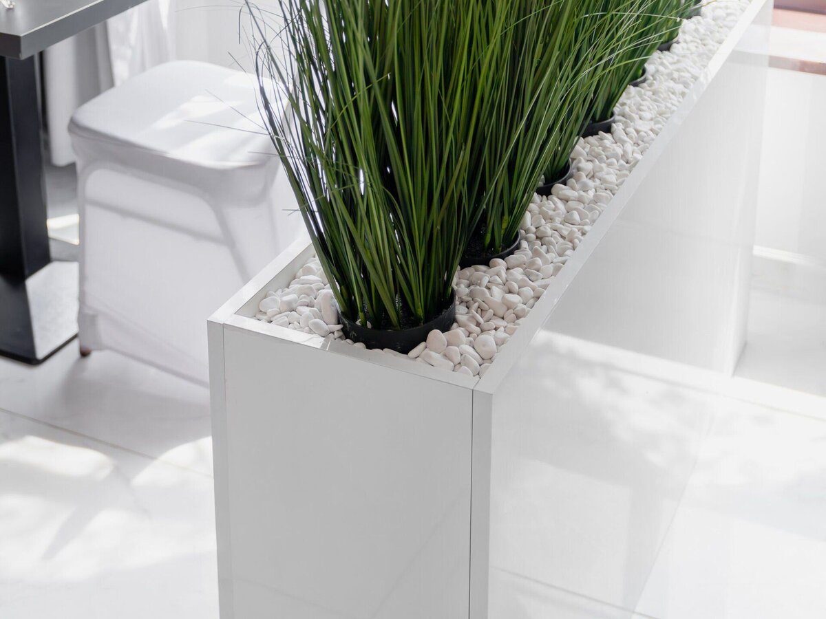 Mega-M 135 cm fioriera interno con ruote bianco lucido