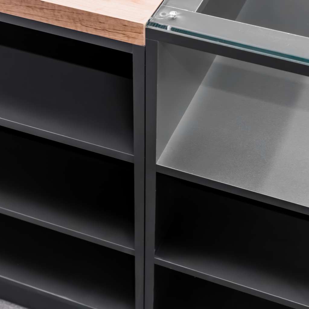 Mega-M 270cm banco negozio vetro antracite rovere 90x270x60