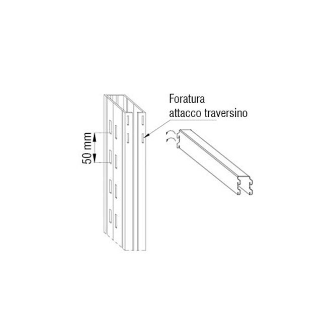 Agosistem Etermet M35 montante zincato passo 50 mm