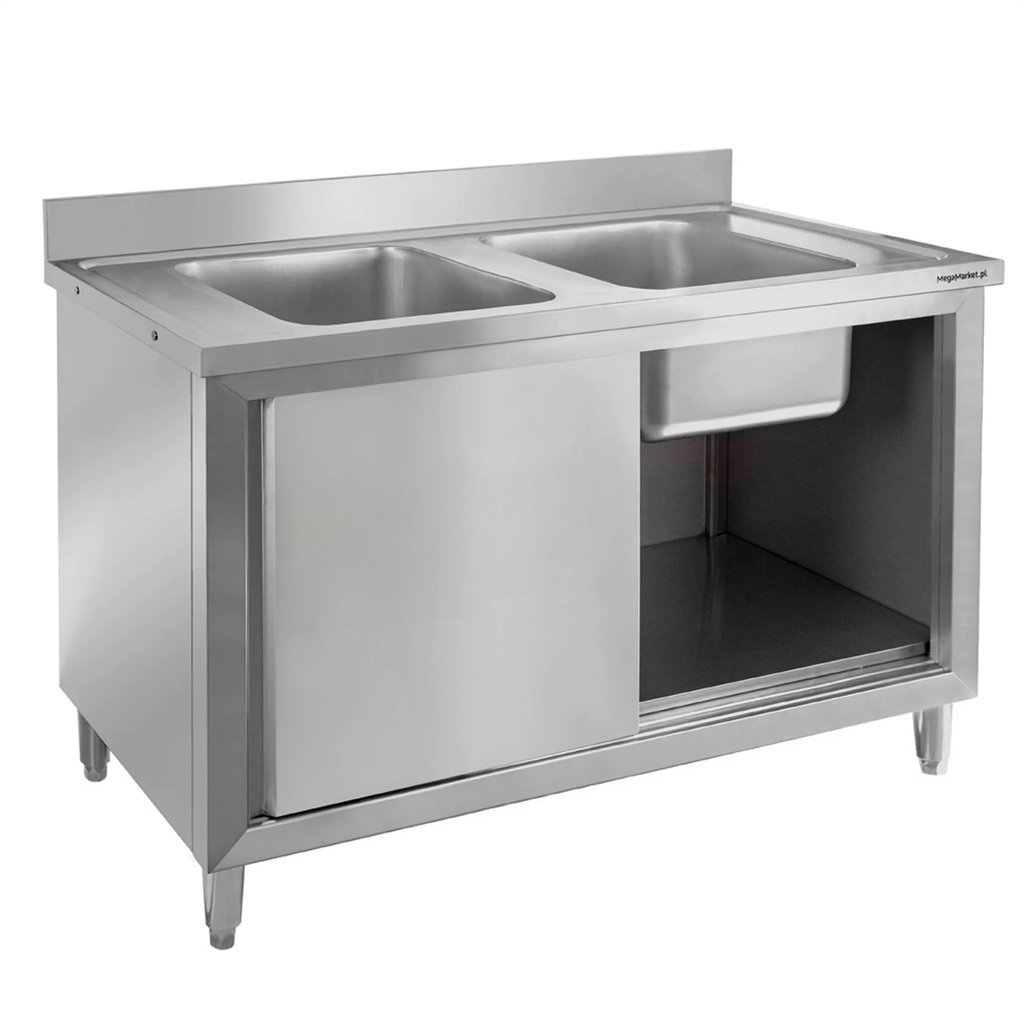 Mega-M 100x70x85 lavello gastronomico doppia vasca con armadio