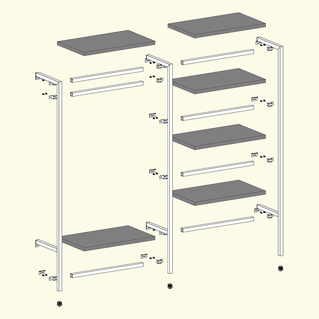 Agosistem Up&Down Kit 04 Scaffale Perimetrale 123,5 cm