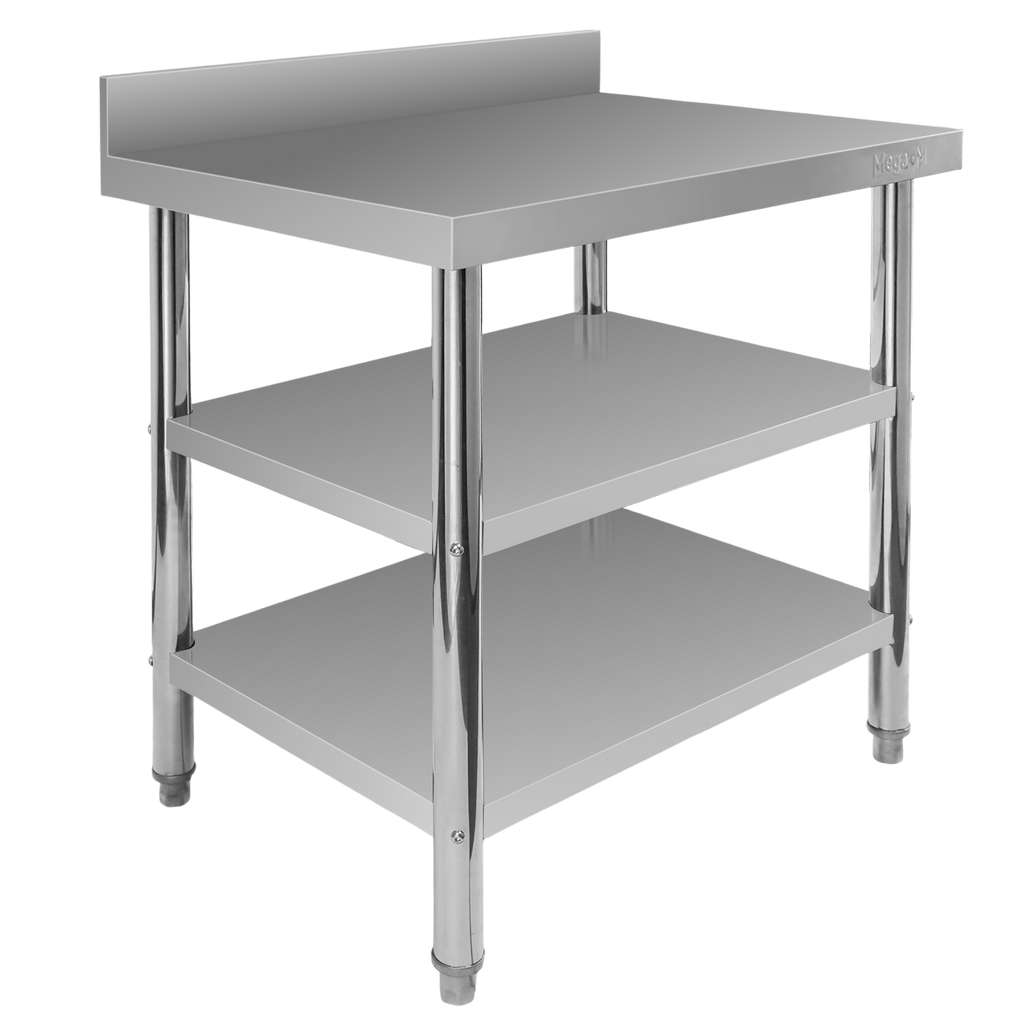 Mega-M X STANDARD tavolo inox 80x60x85 2 ripiani alzatina