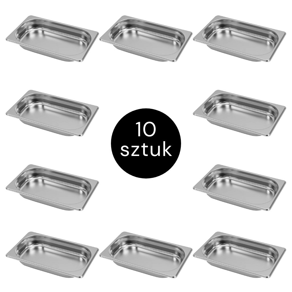 Mega-M GN 1/4 contenitore inox 4 cm set 10 pezzi