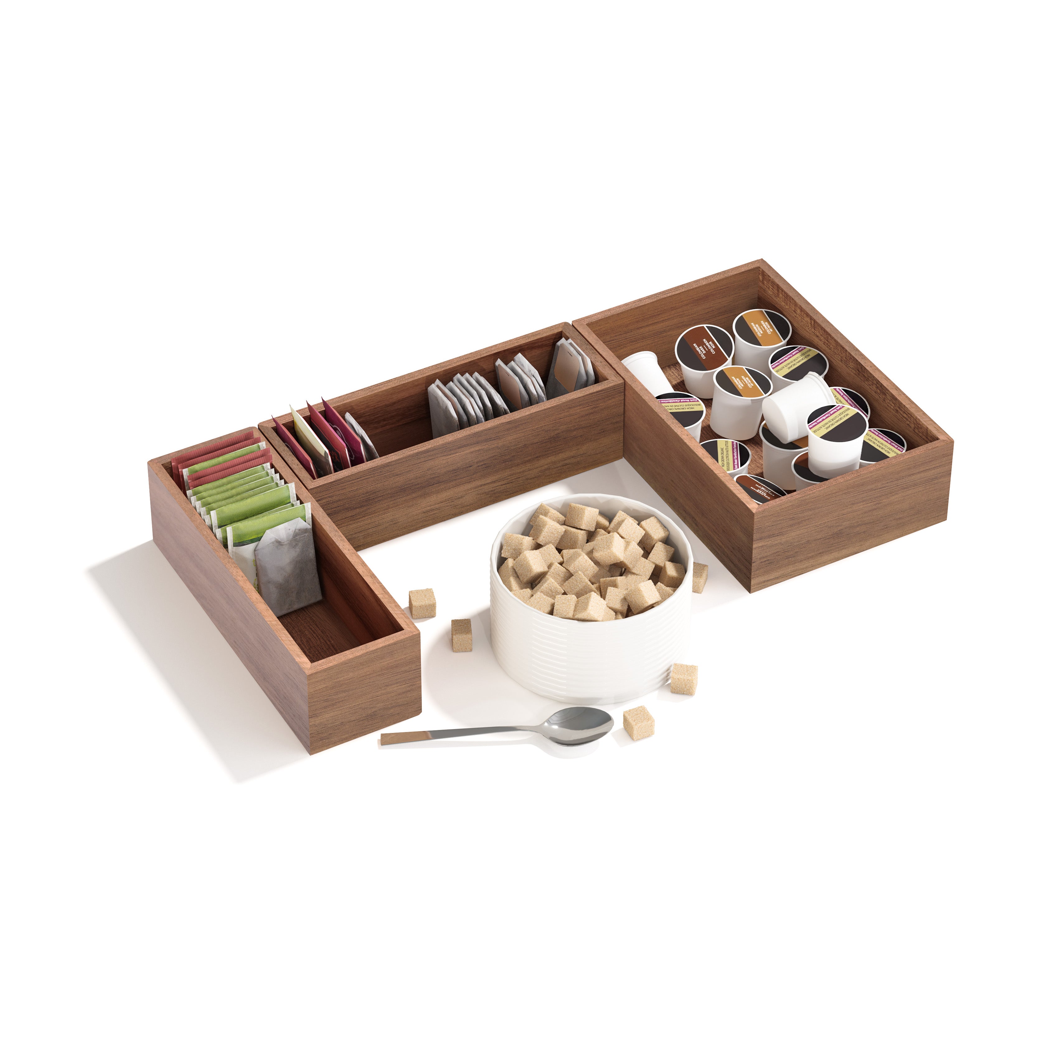 Seville Classics set 9 organizer acacia scatole legno cucina