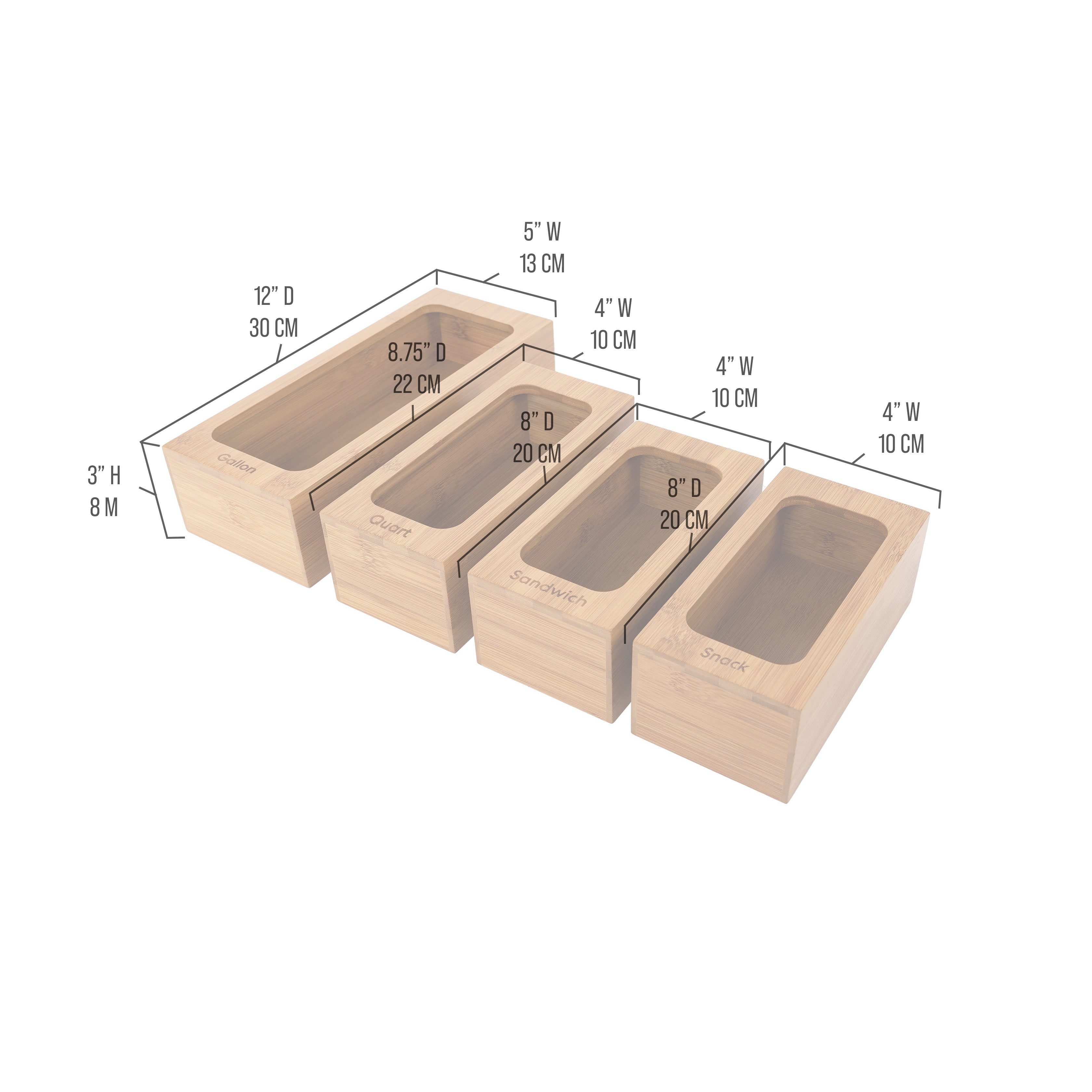 Seville Bamboo set 4pz porta sacchetti cucina bambù