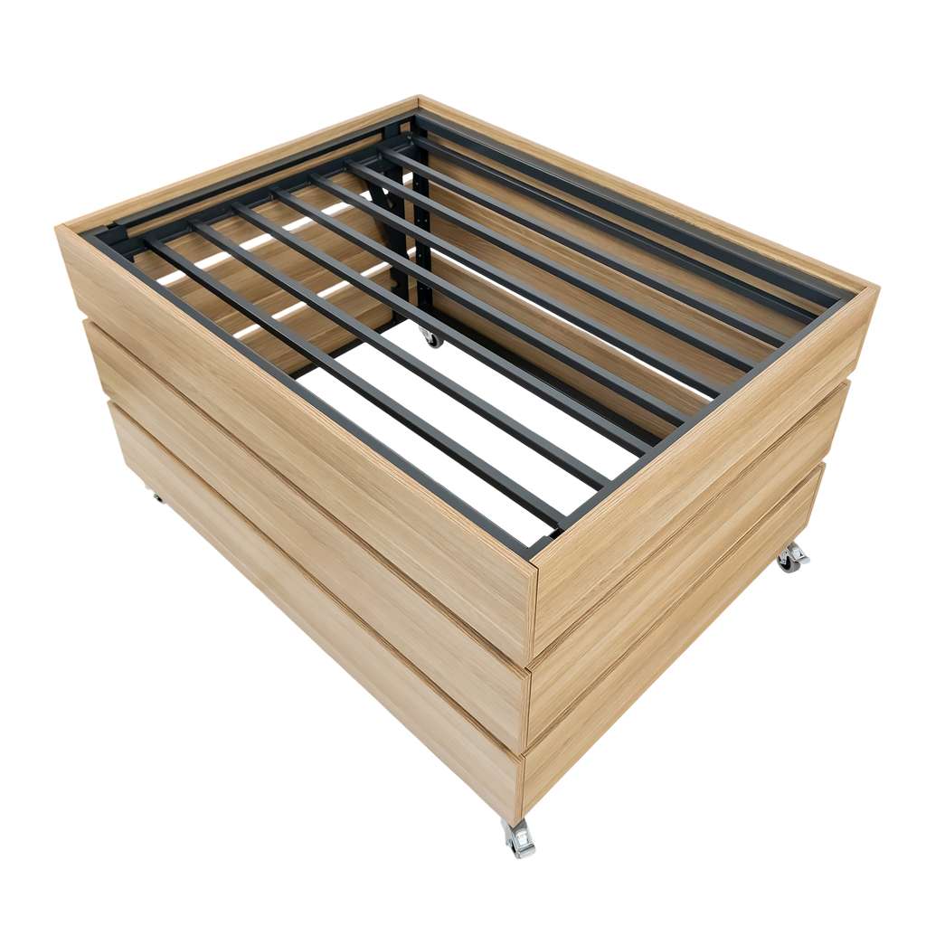 Mega-M Isola Ortofrutta 131x94x75 Rovere Americano su Ruote