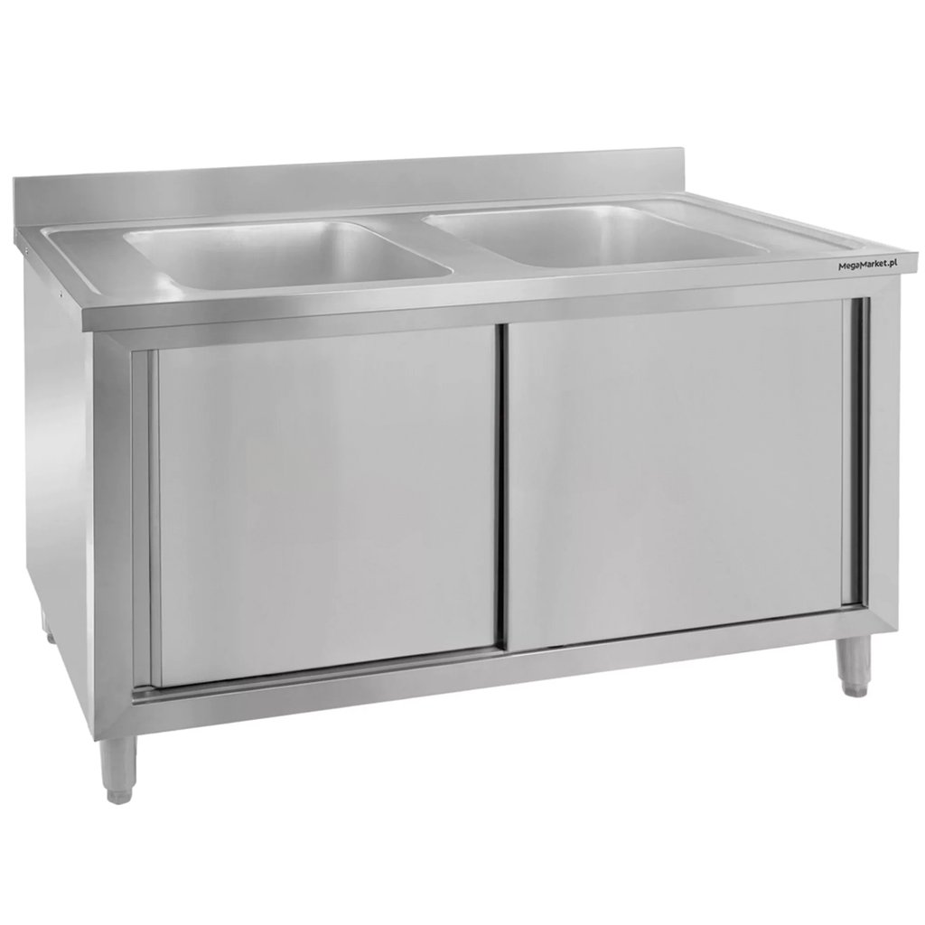 Mega-M 100x70x85 lavello gastronomico doppia vasca con armadio