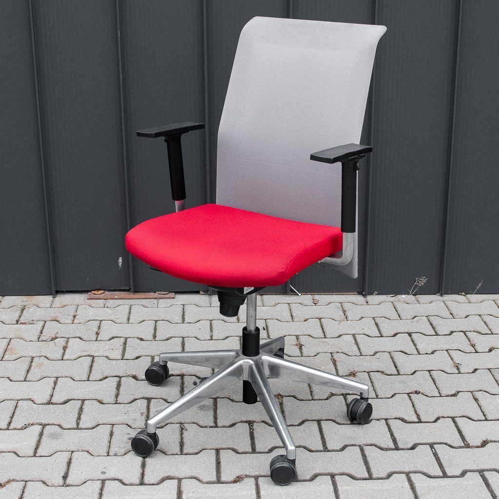 Sedia Ufficio Girevole Grigio-Rossa Ergonomica Schienale