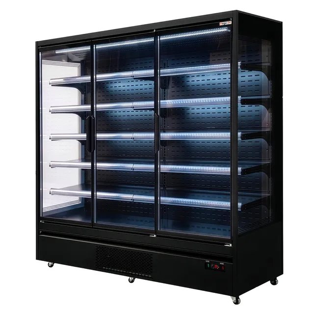 Mega-M Hugo Plus RU espositore frigo nero porte vetro L-195 cm