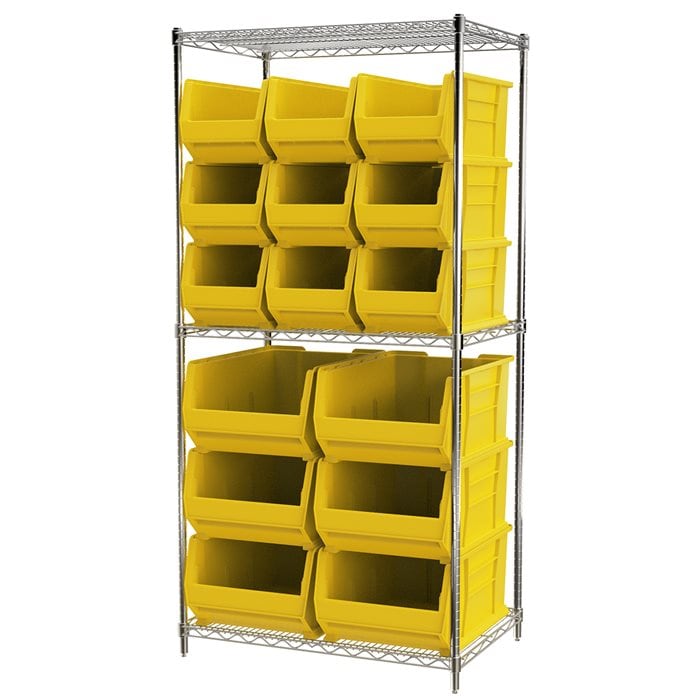 Akro-Mils AWS24360SAB scaffale filo 3 ripiani 18 box