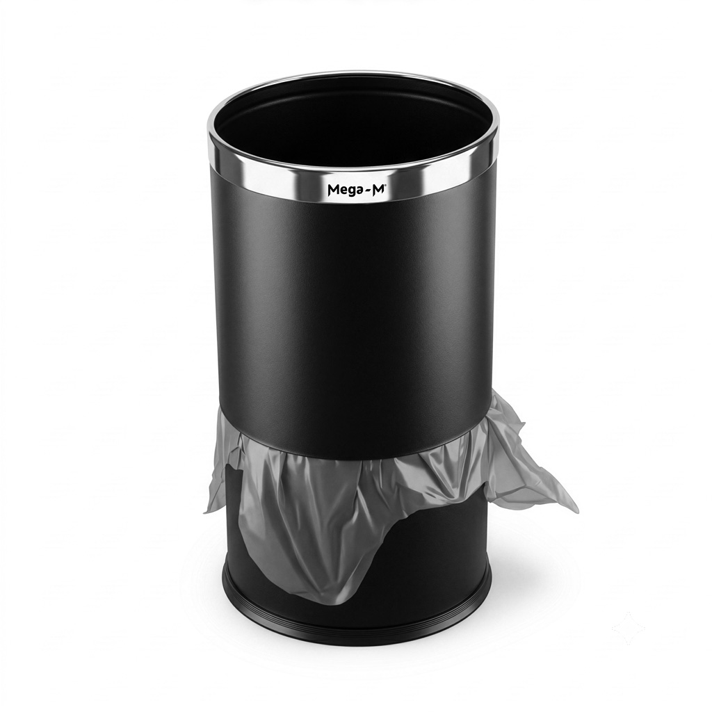 Mega-M Cestino Rifiuti Metallo Nero 10 L Aperto