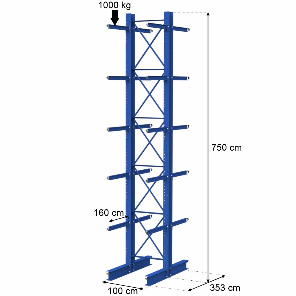 STOW Scaffale Cantilever Bifronte H750 2 Moduli 1000 kg