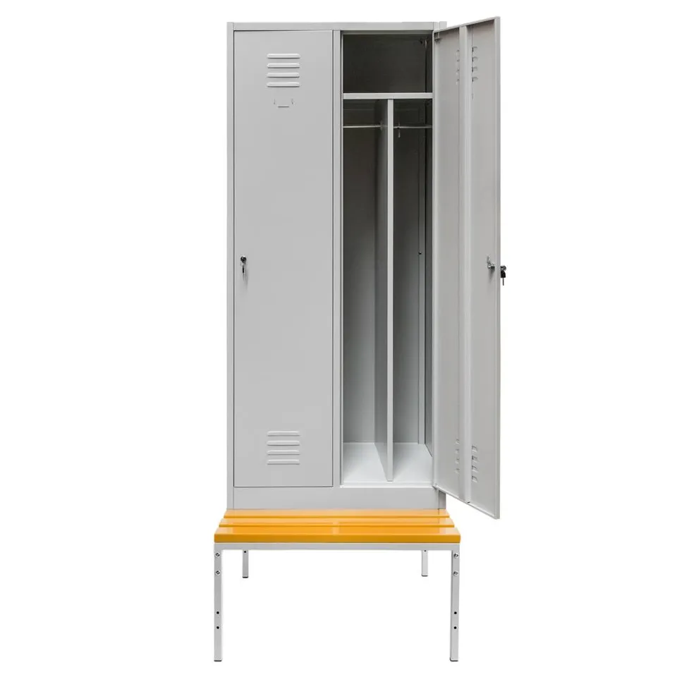 Mega-M S-80 armadietto spogliatoio 2 ante grigio con panca