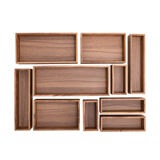 Seville Classics Acacia set organizer 10 pezzi legno cassetti