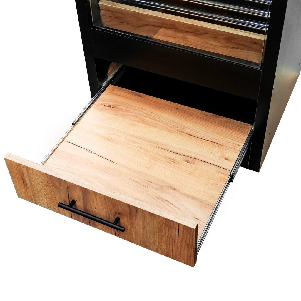 Mega-M H-205 scaffale pane 60x58 cm rovere kraft vetro LED