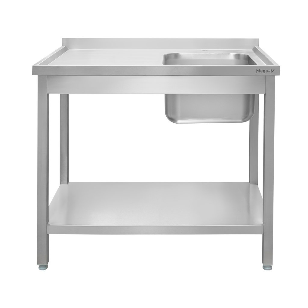 Mega-M 120x70x85 cm lavello inox vasca destra con scaffale