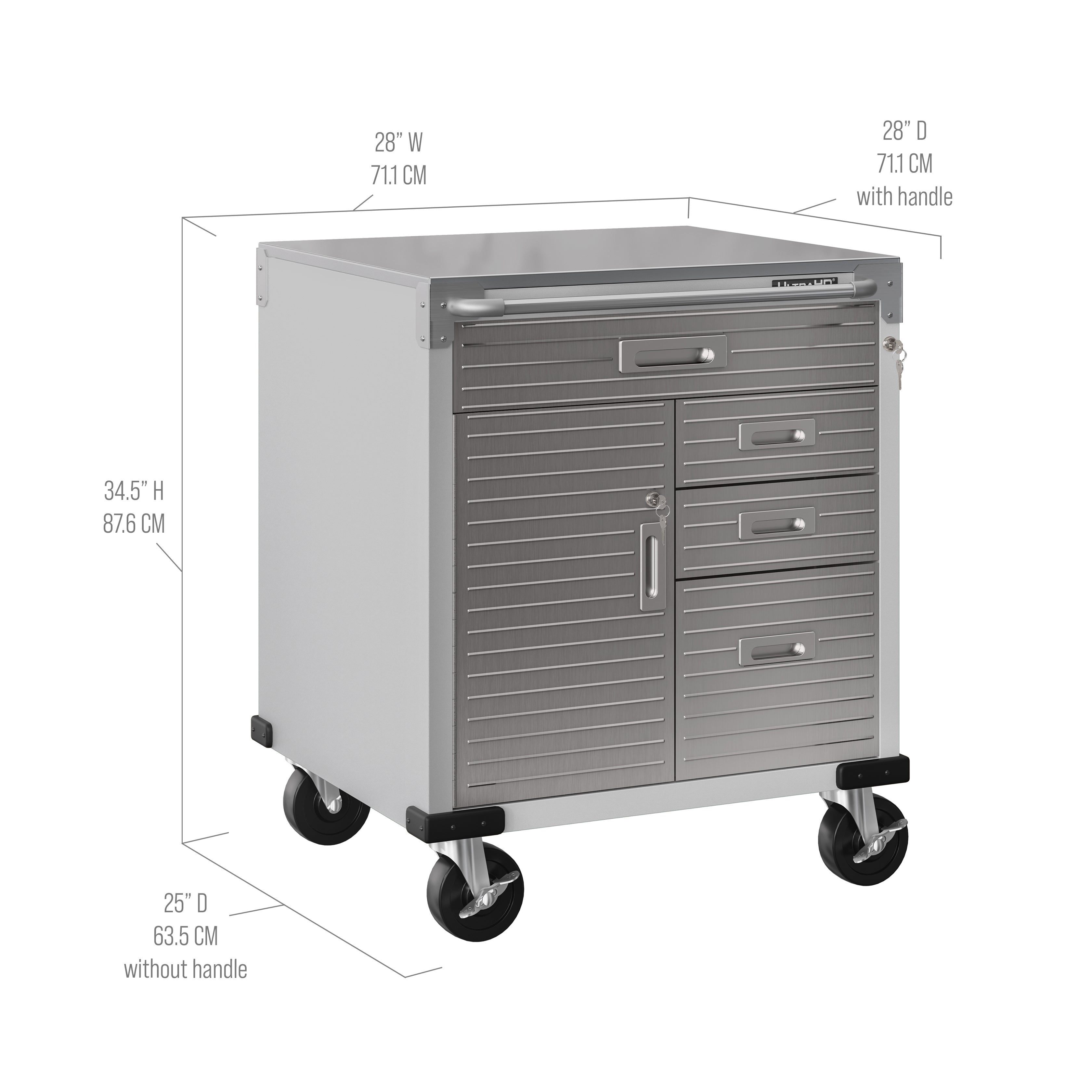 Seville Classics UltraHD mobile officina acciaio 4 cassetti 71 cm