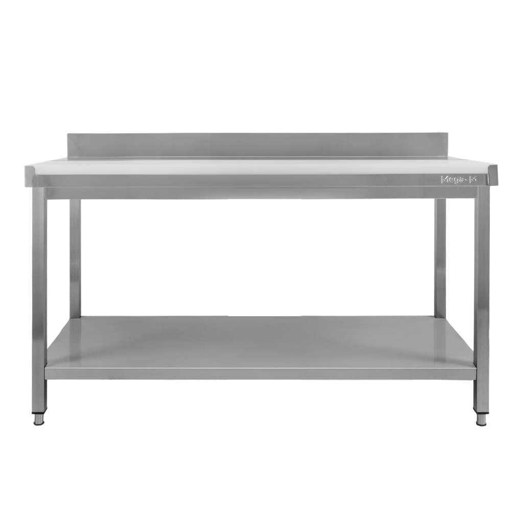 Mega-M tavolo inox 150x70x85cm con tagliere e ripiano