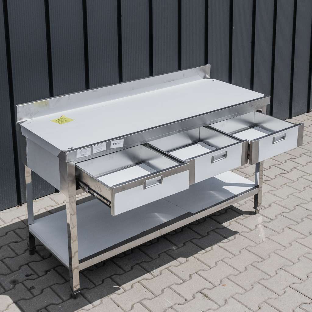 Mega-M 150x60x85 cm tavolo inox 3 cassetti revisionato