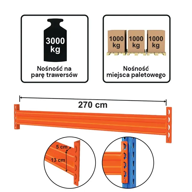 STOW PNB0413 L-270 cm traversa portapallet arancione 3000 kg