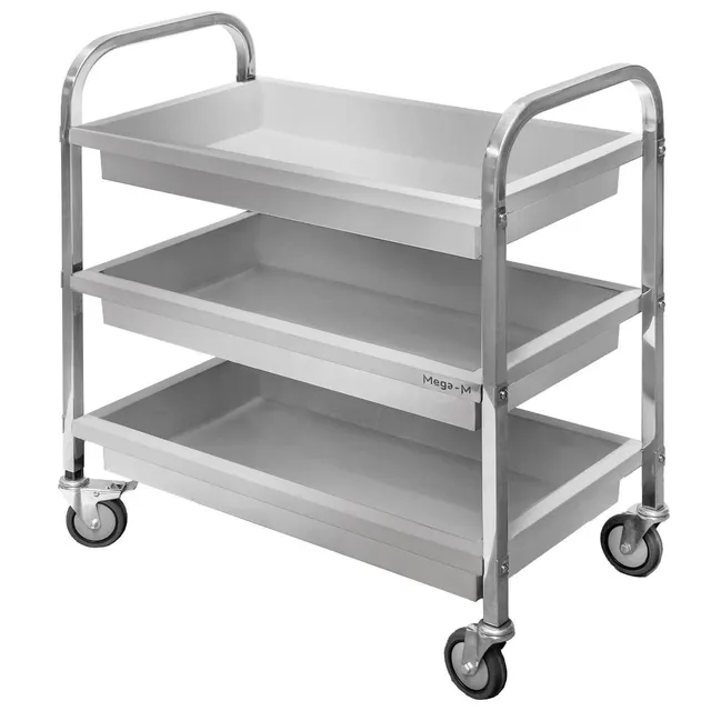 Mega-M Carrello Servizio Inox 3 Ripiani 85x45x90 cm