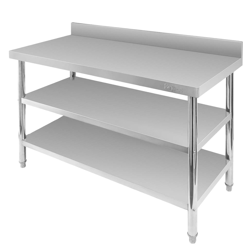 Mega-M X Standard tavolo inox a muro 120x60x85 cm 2 ripiani
