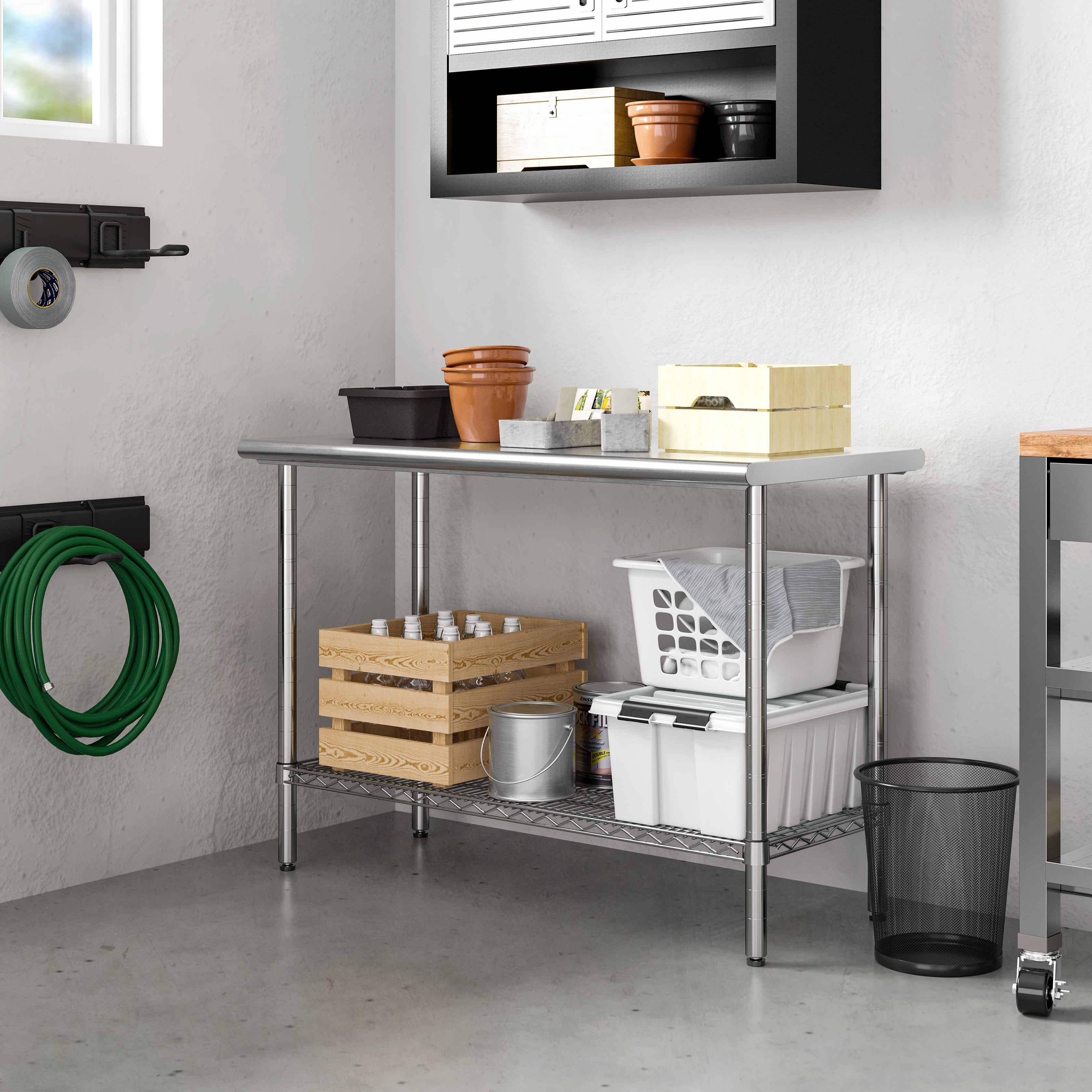 Seville Classics Tavolo lavoro top inox 125 cm portata 453 kg