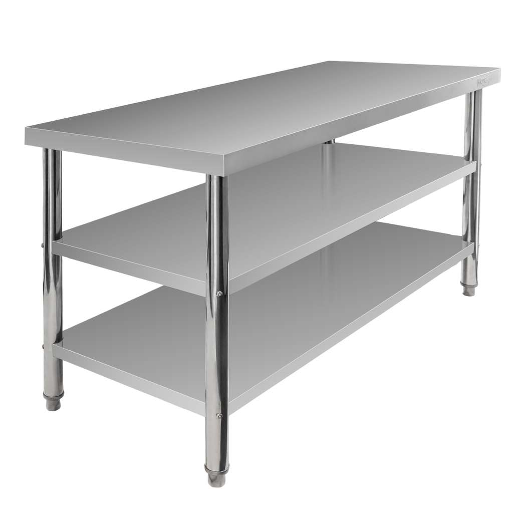 Mega-M X Standard 150x70x85 tavolo inox centrale 2 ripiani