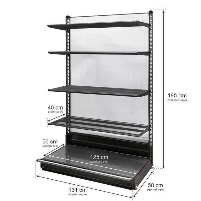 Wanzl H-195 L-131 scaffale da negozio a parete 4 ripiani