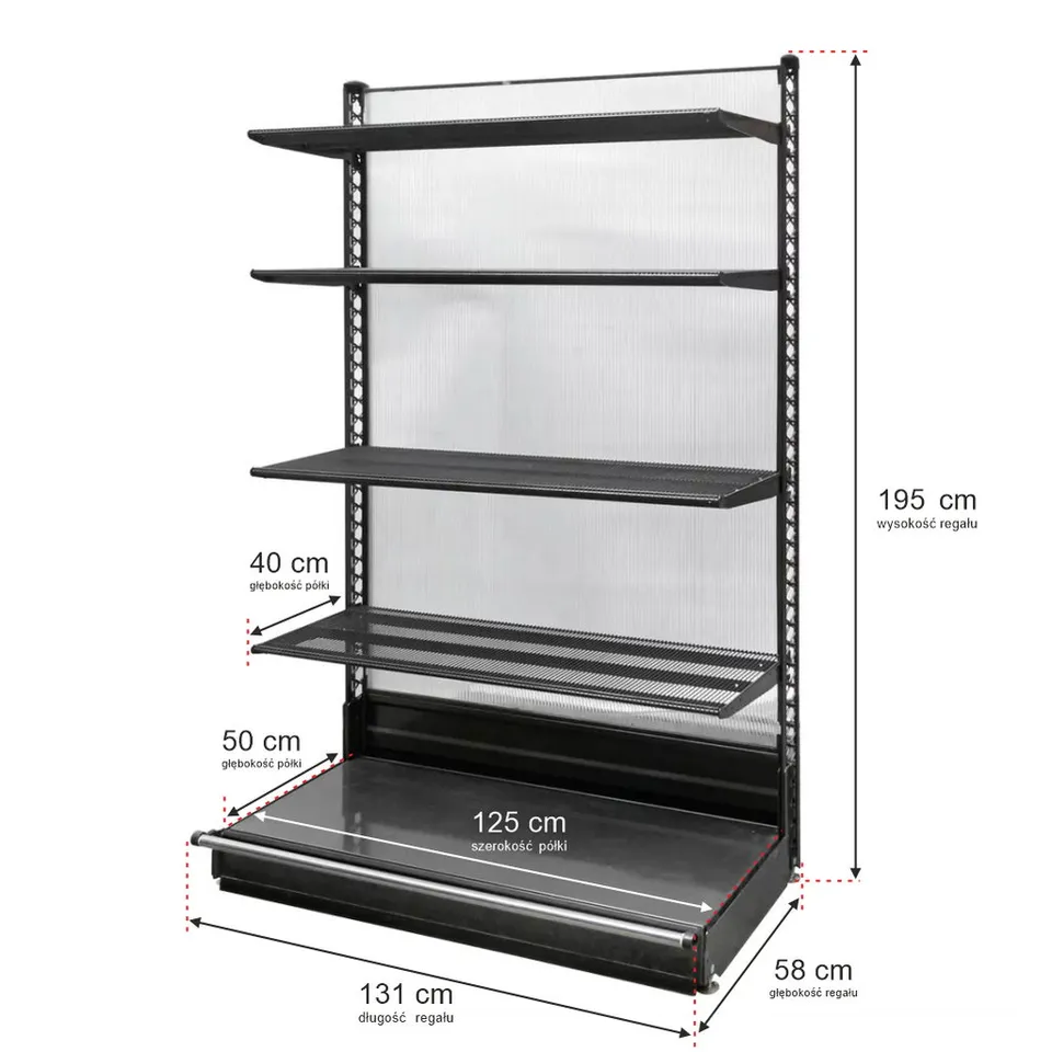 Wanzl H-195 L-131 scaffale da negozio a parete 4 ripiani