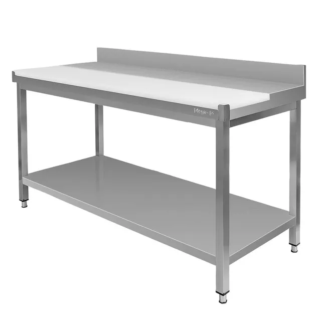 Mega-M Tavolo Inox 150x60x85 cm con Tagliere e Ripiano