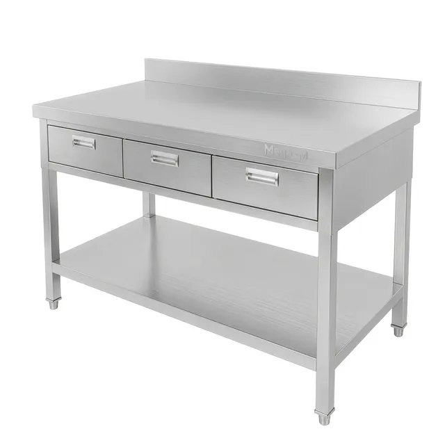 Mega-M X Tavolo Inox 100x70x85 cm con 3 Cassetti