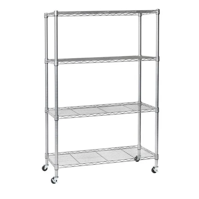 Seville Classics Scaffale Acciaio 4 Ripiani Argento con Ruote