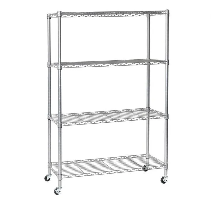 Seville Classics Scaffale Acciaio 4 Ripiani Argento con Ruote