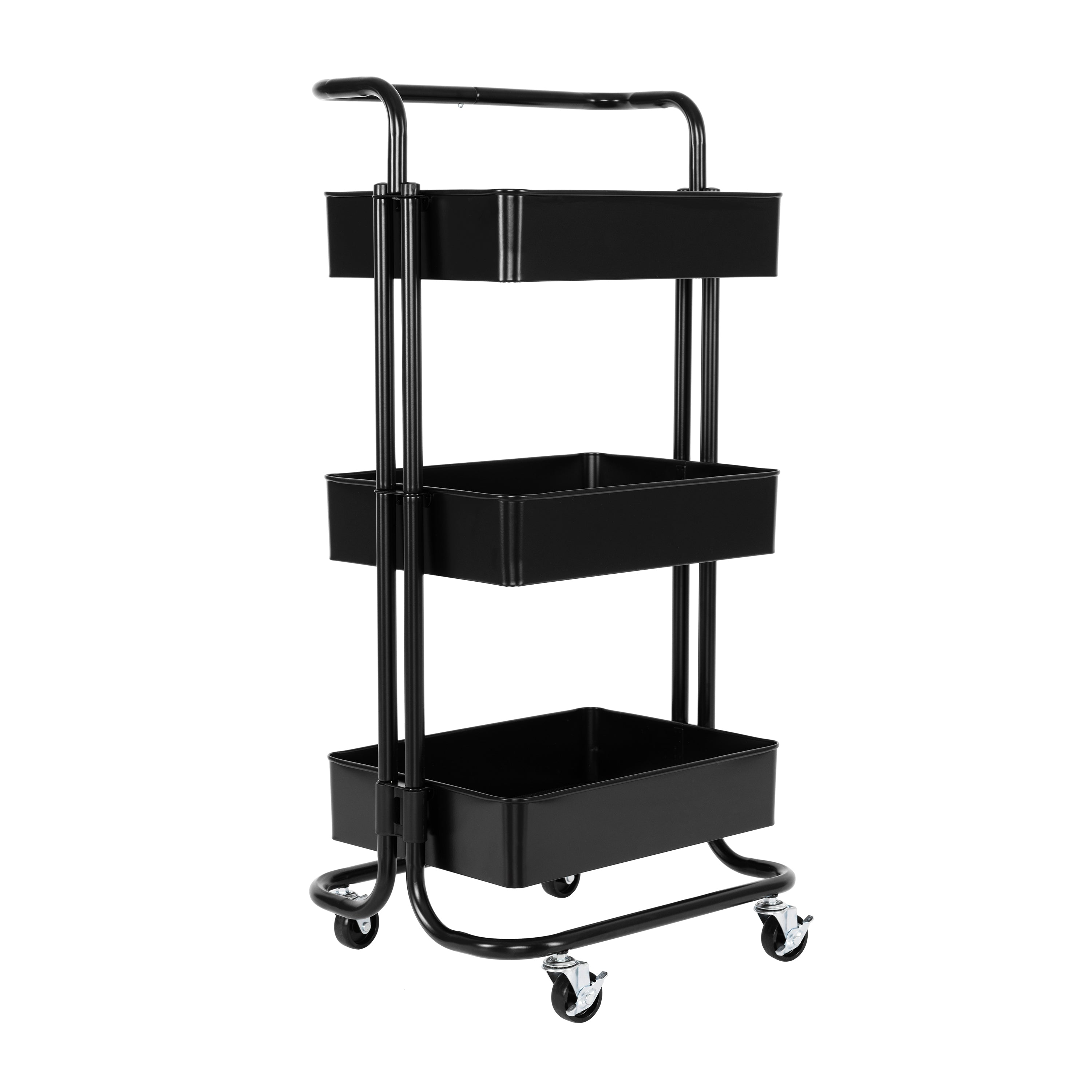 Seville Classics Carrello Acciaio 3 Ripiani Nero con Maniglia