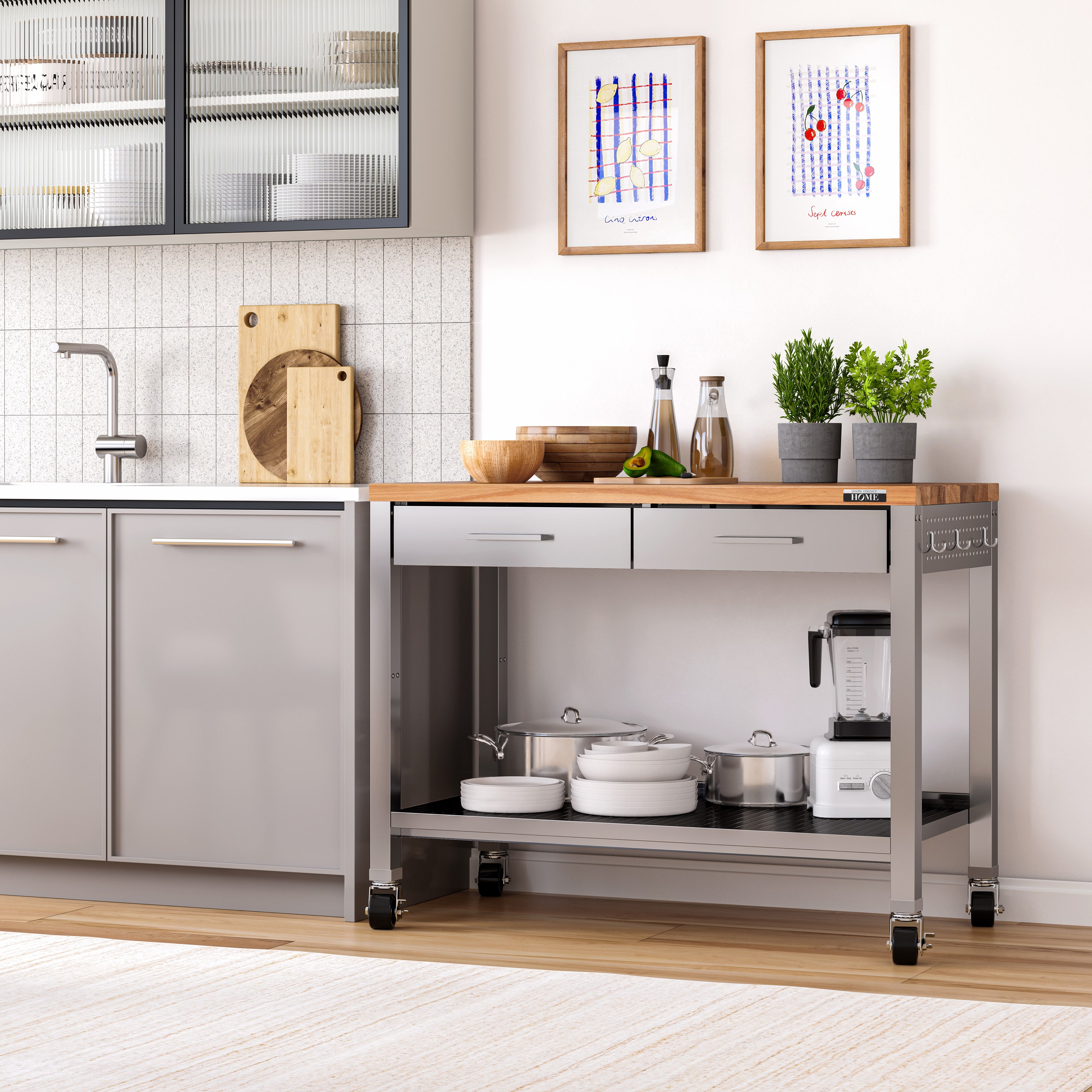 Seville Classics Home isola cucina acciaio 122 cm con ruote