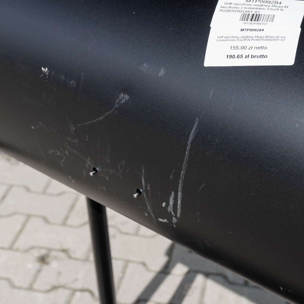 Mega-M Barbecue Carbone a Botte 53x29 cm con Coperchio Ricondizionato