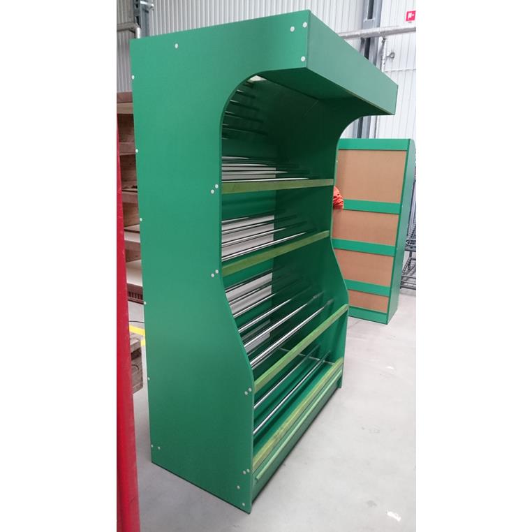 Espositore Ortofrutta 125x60x200 cm Verde con LED e Specchio