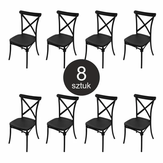 Furvero Boho Sedia Banchetto PP Nero Set 8 Pezzi