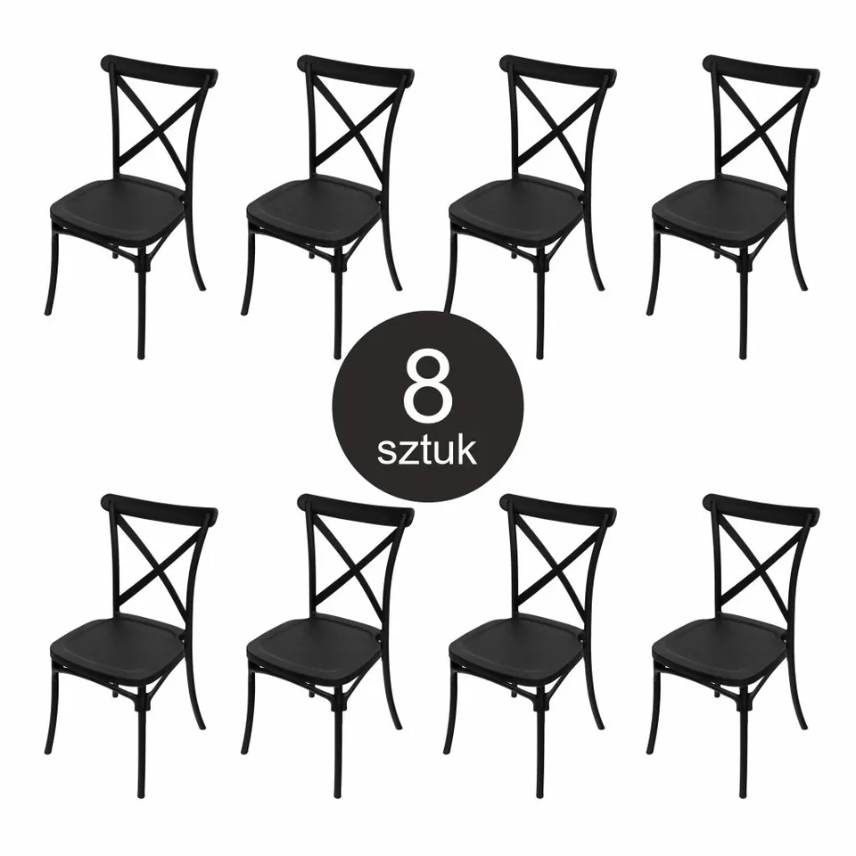 Furvero Boho Sedia Banchetto PP Nero Set 8 Pezzi