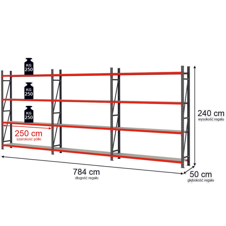 Mega-M Fortis scaffale magazzino 12 ripiani 784x240x50