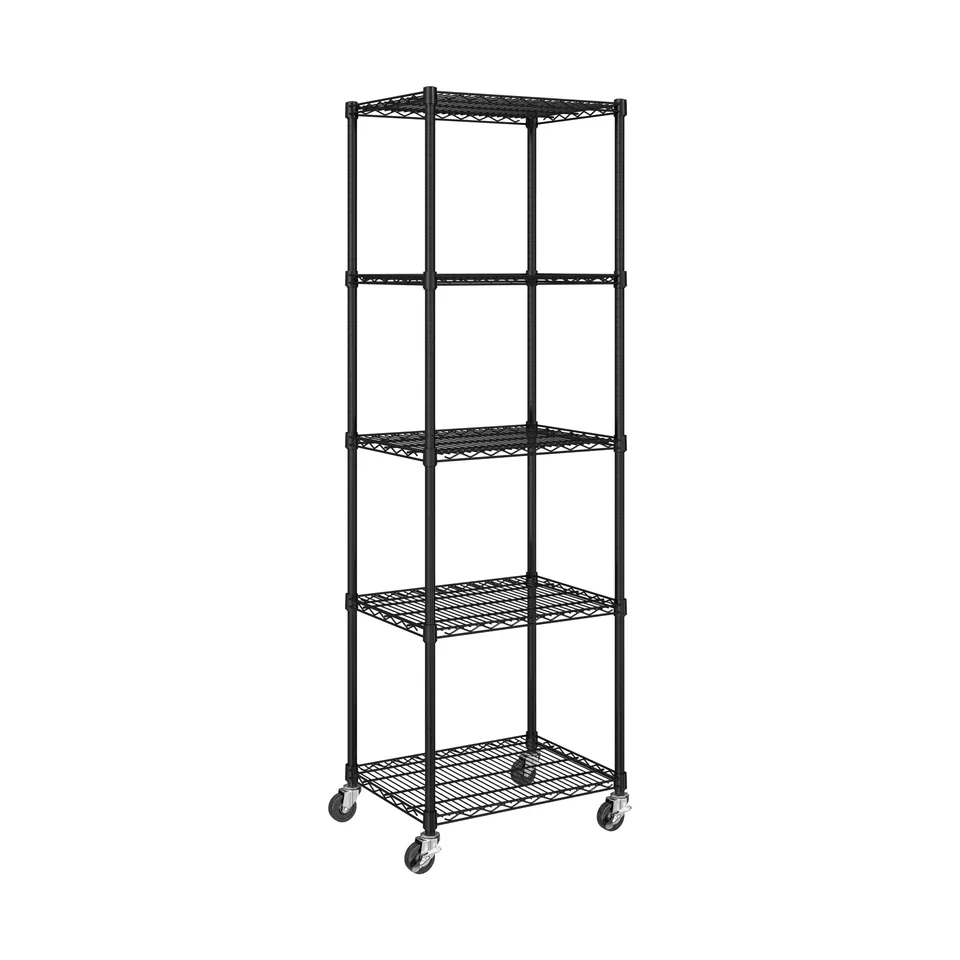 Seville Classics UltraDurable Scaffale Acciaio 5 Ripiani Nero